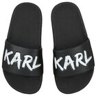 Boys Black Logo Sliders, 1, hi-res