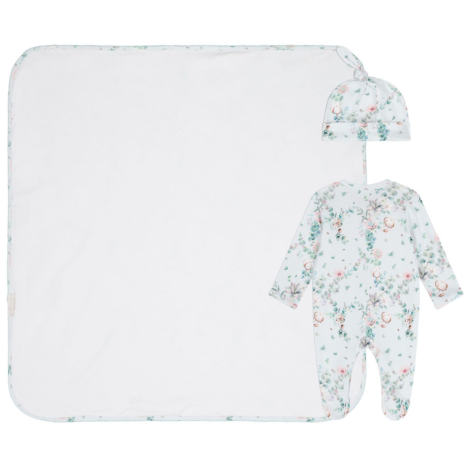 Baby Girls Mint Floral Babygrow Set, 1, hi-res