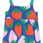 فستان صيفي بطبعة الفراولة باللون الأزرق للبنات, 1, hi-res