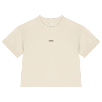 تي شيرت بنات بالشعار باللون العاجي