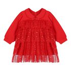 Baby Girls Red Tiered Tulle Dress, 1, hi-res