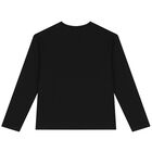 Girls Black Logo Long Sleeve Top, 1, hi-res