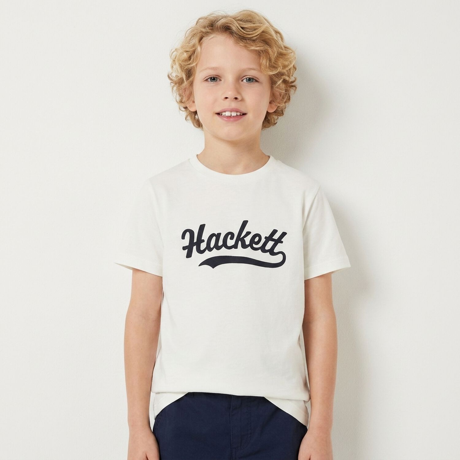 Boys White Logo T-Shirt, 3, hi-res