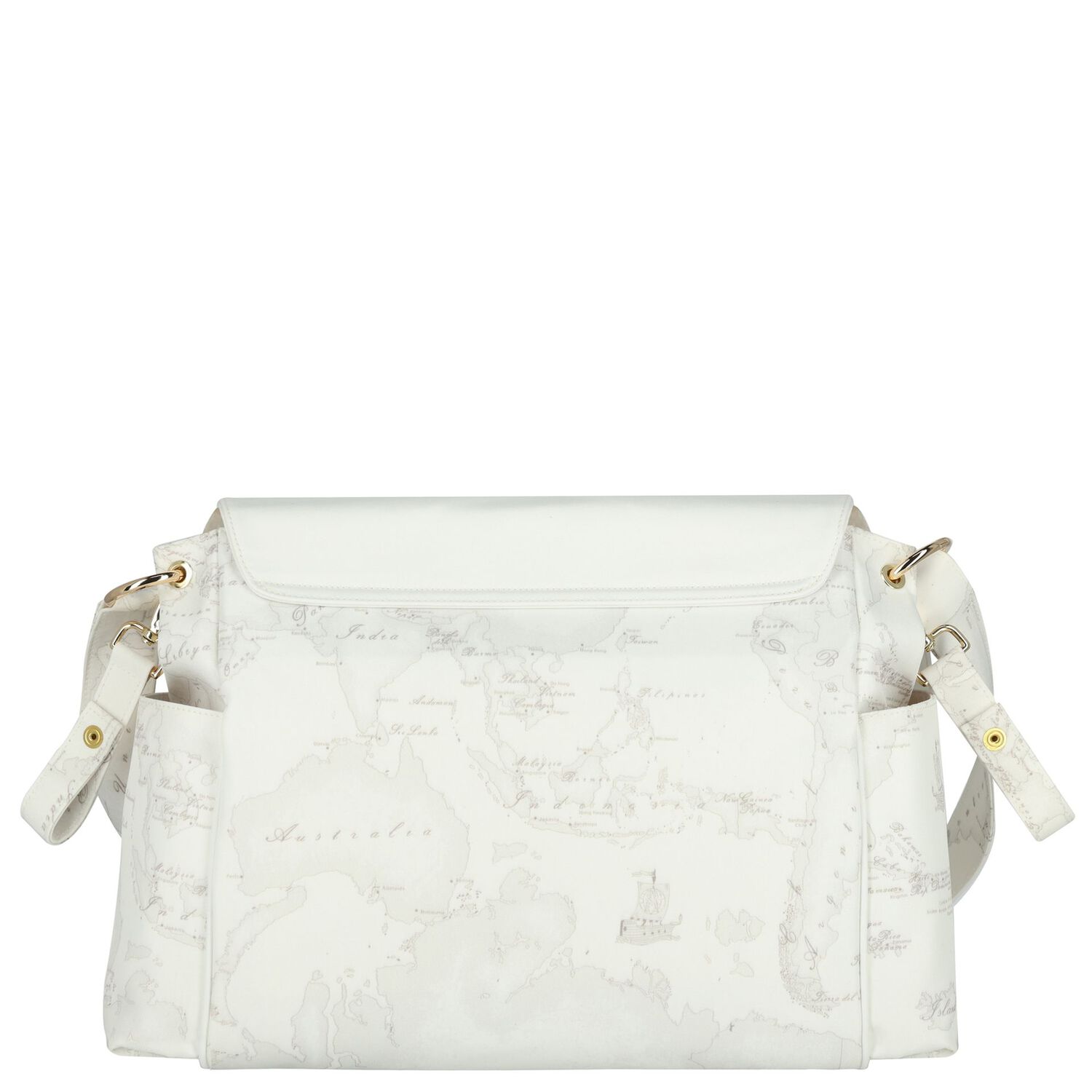 حقيبة تغيير حفاضات للبنات  بتصميم خريطة جغرافية باللون العاجي والرمادي, 1, hi-res
