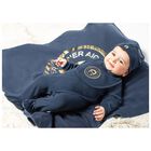 Baby Boys Navy Blue Logo Blanket, 3, hi-res