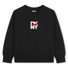 Girls Black Logo Sweatshirt, 1, hi-res