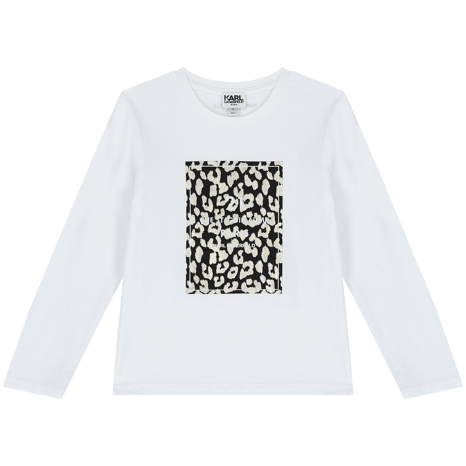 Girls White Logo Long Sleeve Top, 1, hi-res