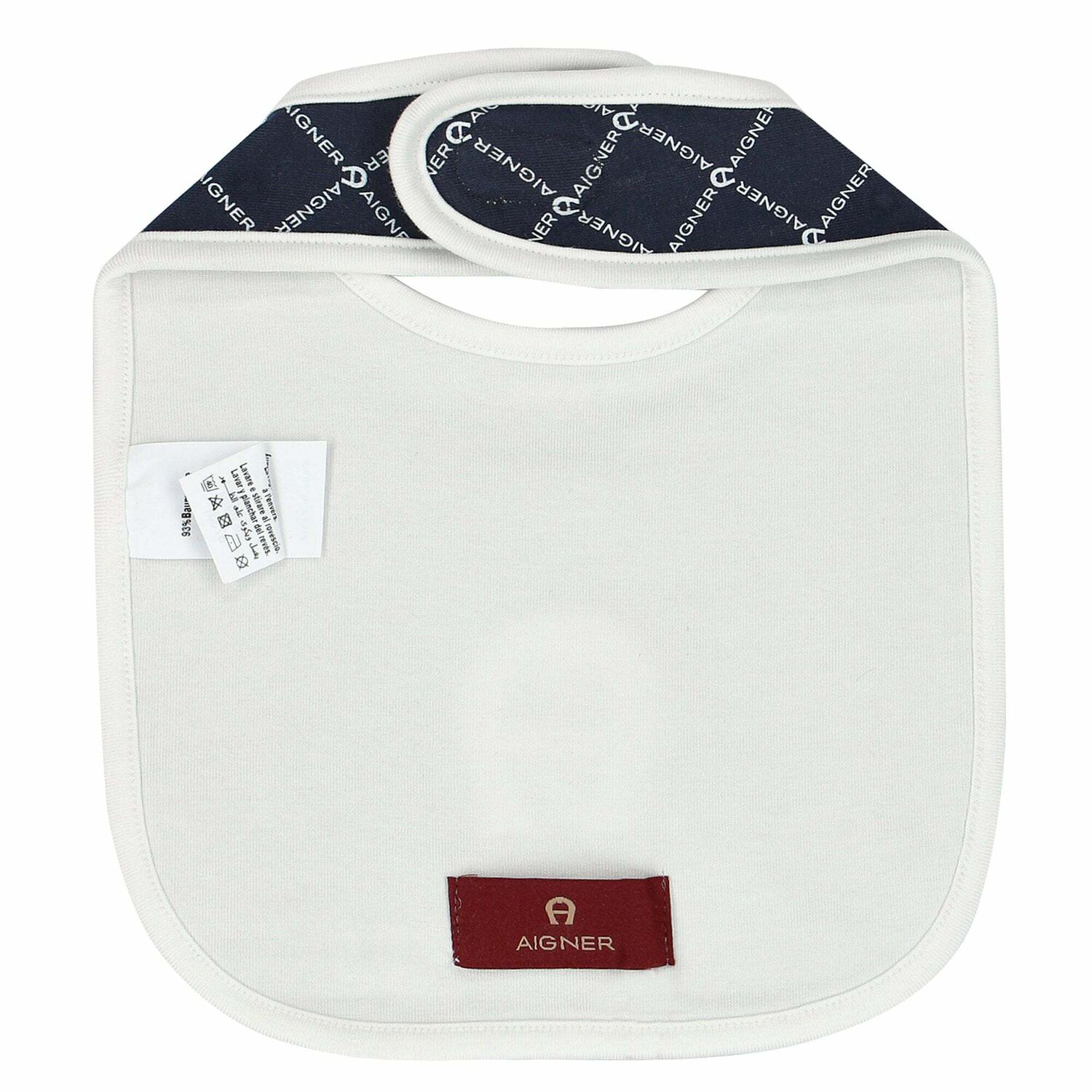 Baby Boys Navy & White Logo Bib, 1, hi-res