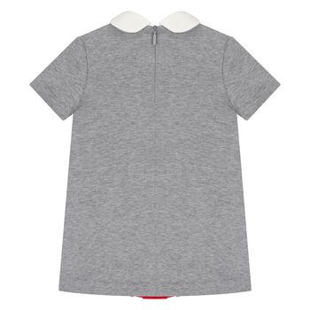 Younger Girls Grey Web Stripe Dress