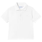 Younger Boys White Logo Polo Shirt, 1, hi-res