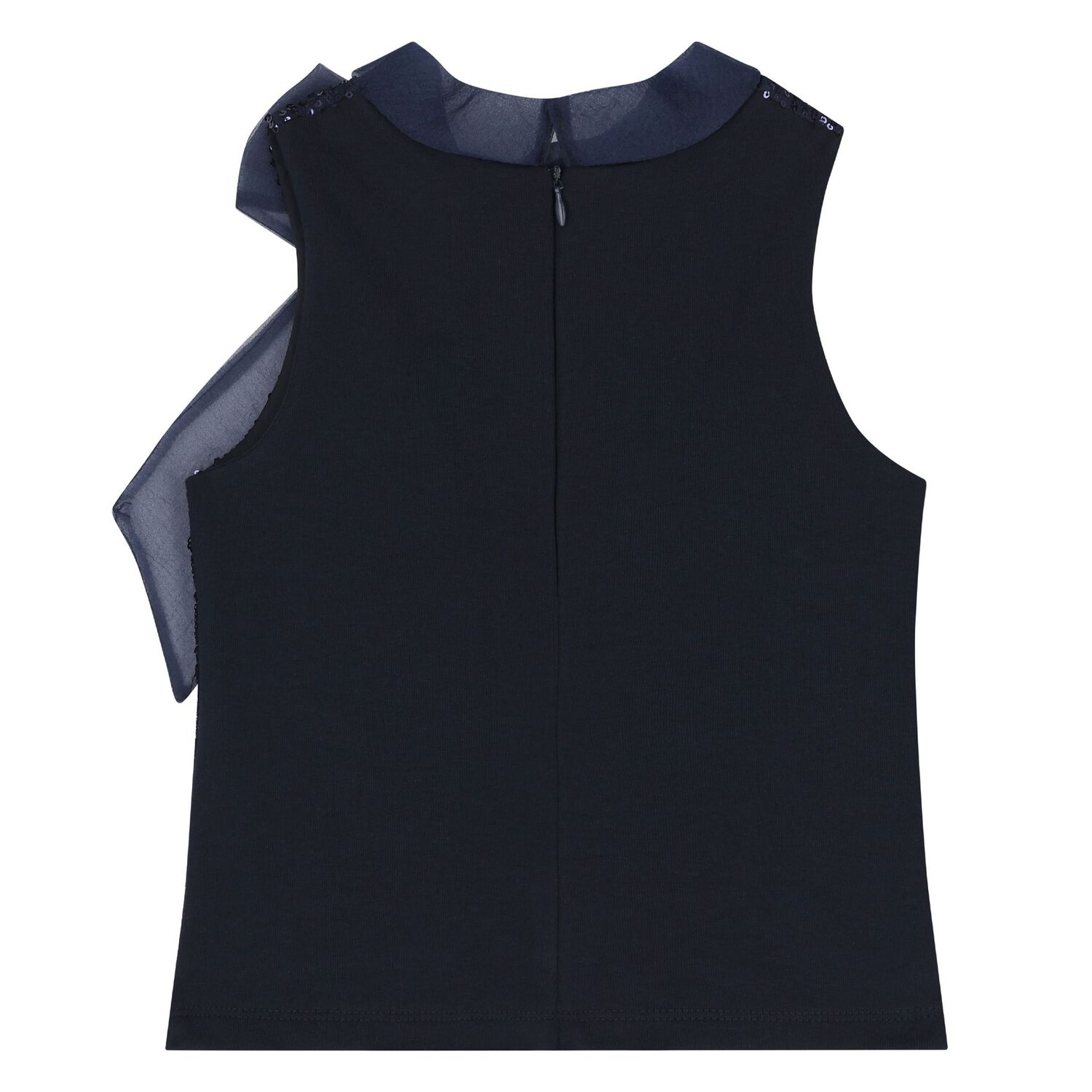 طقم تنورة مزين بفيونكة وترتر باللون الكحلي للبنات, 1, hi-res image number null