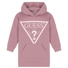 Girls Pink Logo Hooded Dress, 1, hi-res