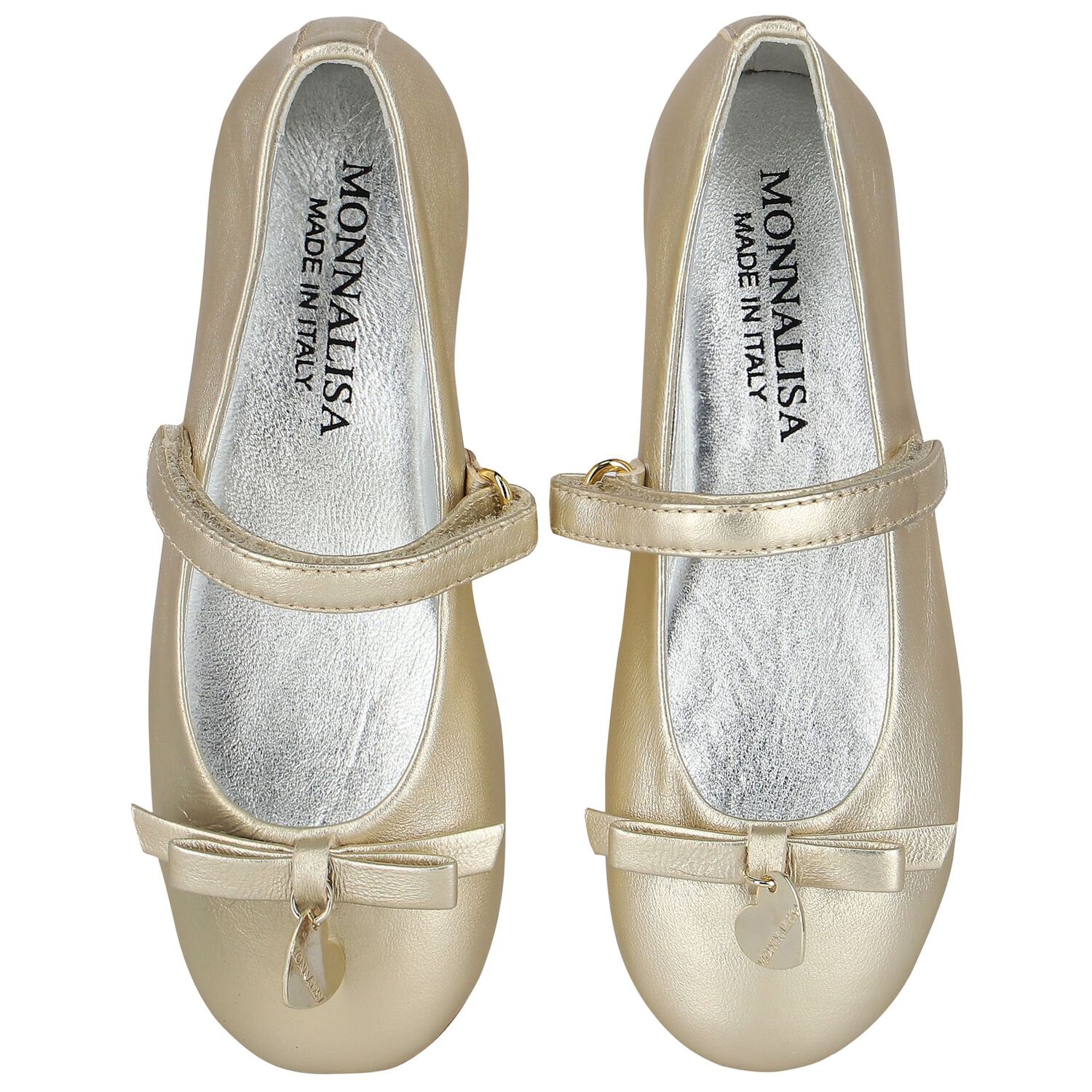 Girls Gold Ballerina Bow Shoes, 1, hi-res