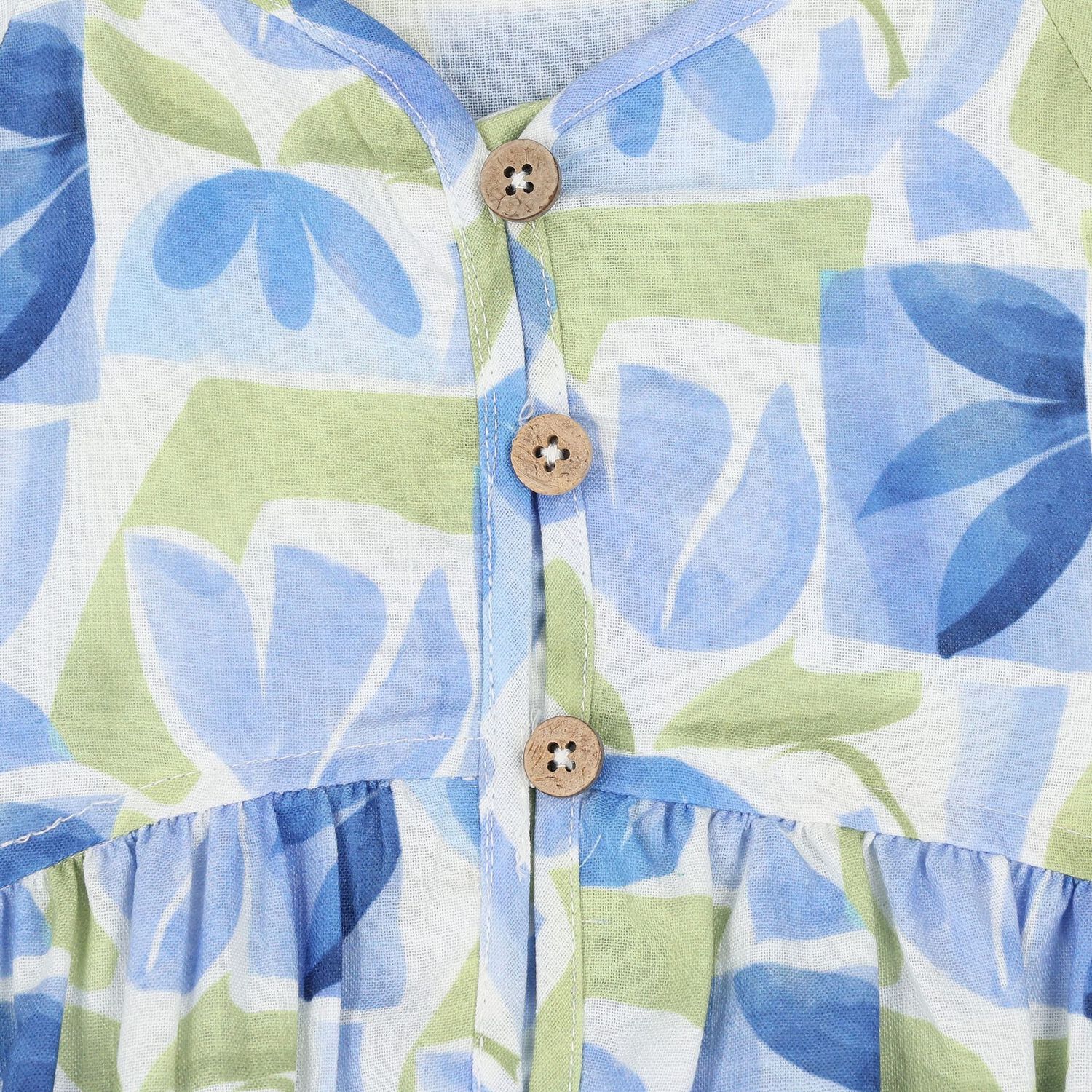 فستان بنات بطبعه ورد باللون الاخضر والازرق , 1, hi-res