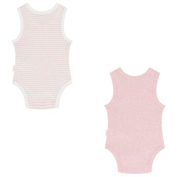 Baby Girls Pink & White Bodysuits ( 2-Pack )