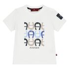Younger Boys White Logo T-Shirt, 1, hi-res