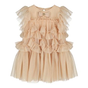 Baby Girls Beige Sequin Tulle Dress