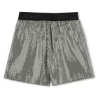 Girls Green Logo Sequin Shorts, 1, hi-res