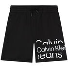 Boys Black Logo Shorts, 1, hi-res