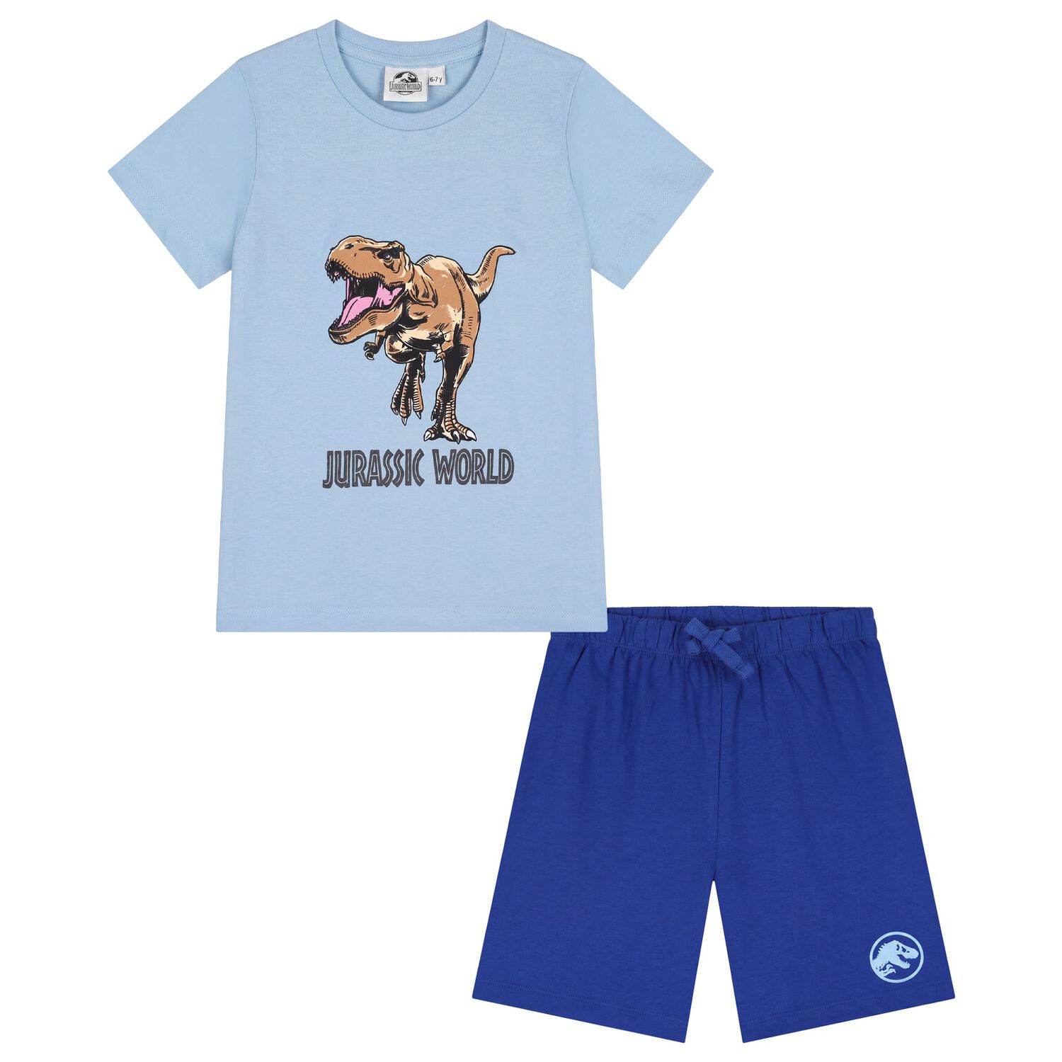 Boys Blue Jurassic Shorts Set, 1, hi-res