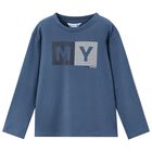 Boys Blue Logo Long Sleeve Top, 5, hi-res