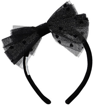 Girls Black Tulle Bow Headband