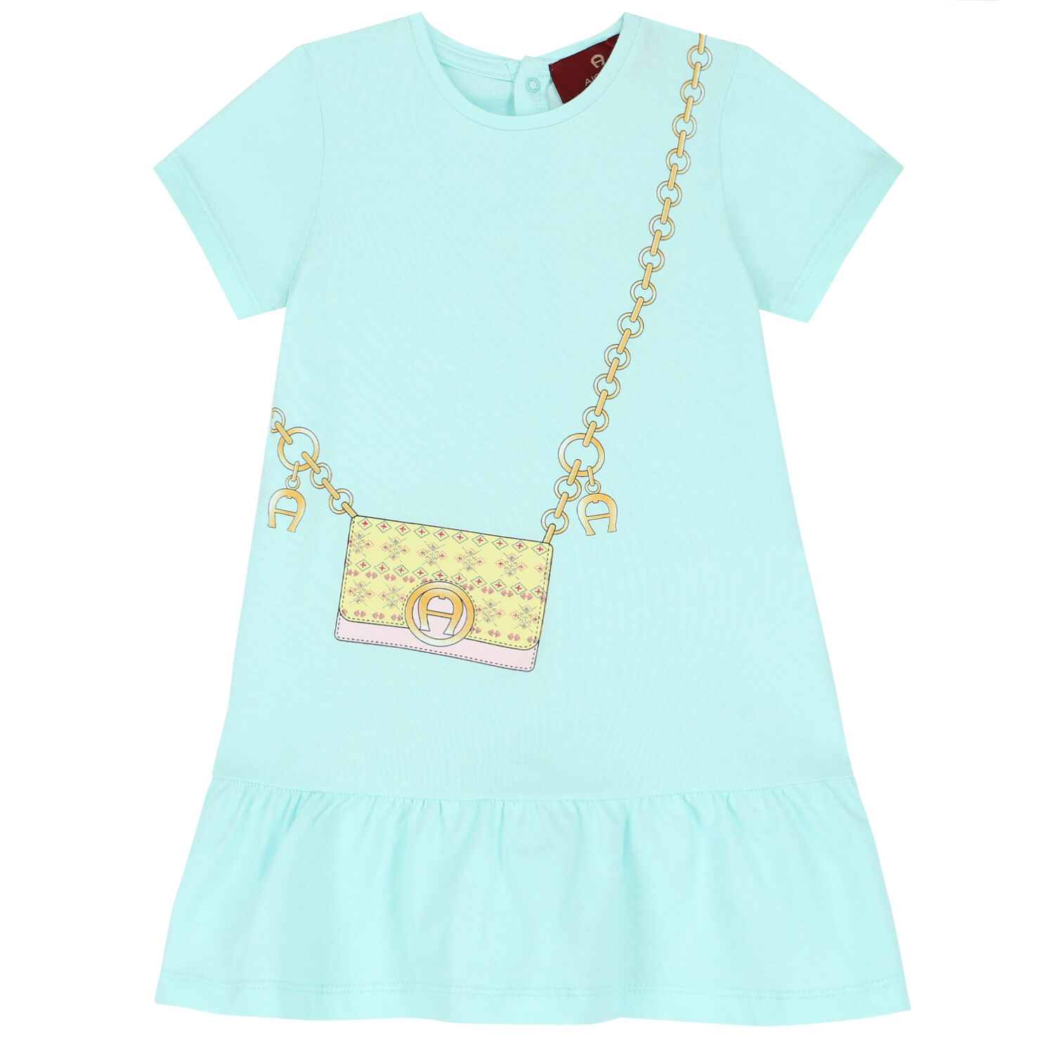 Younger Girls Aqua Logo Bag Dress, 1, hi-res