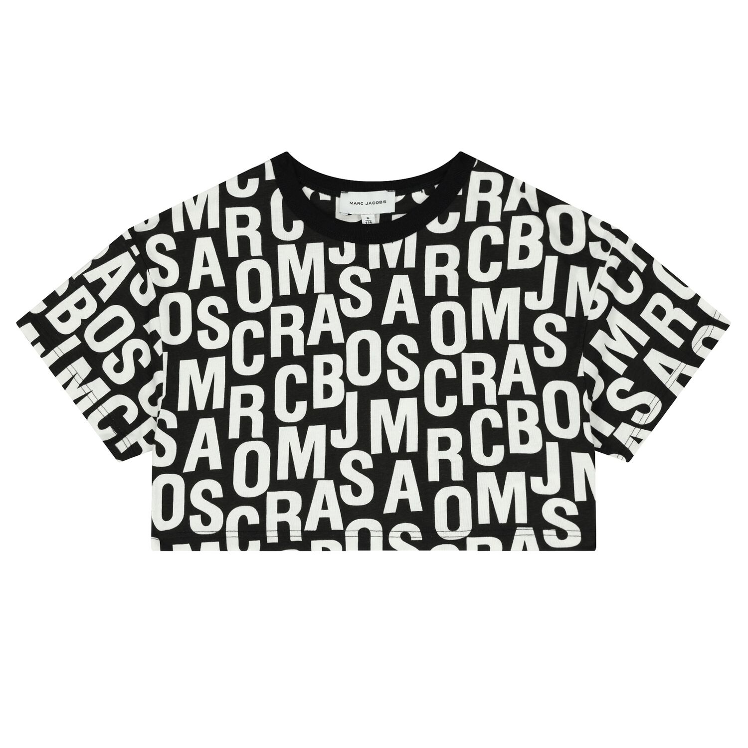 تيشيرت بنات بالشعار باللون الأسود والأبيض, 1, hi-res