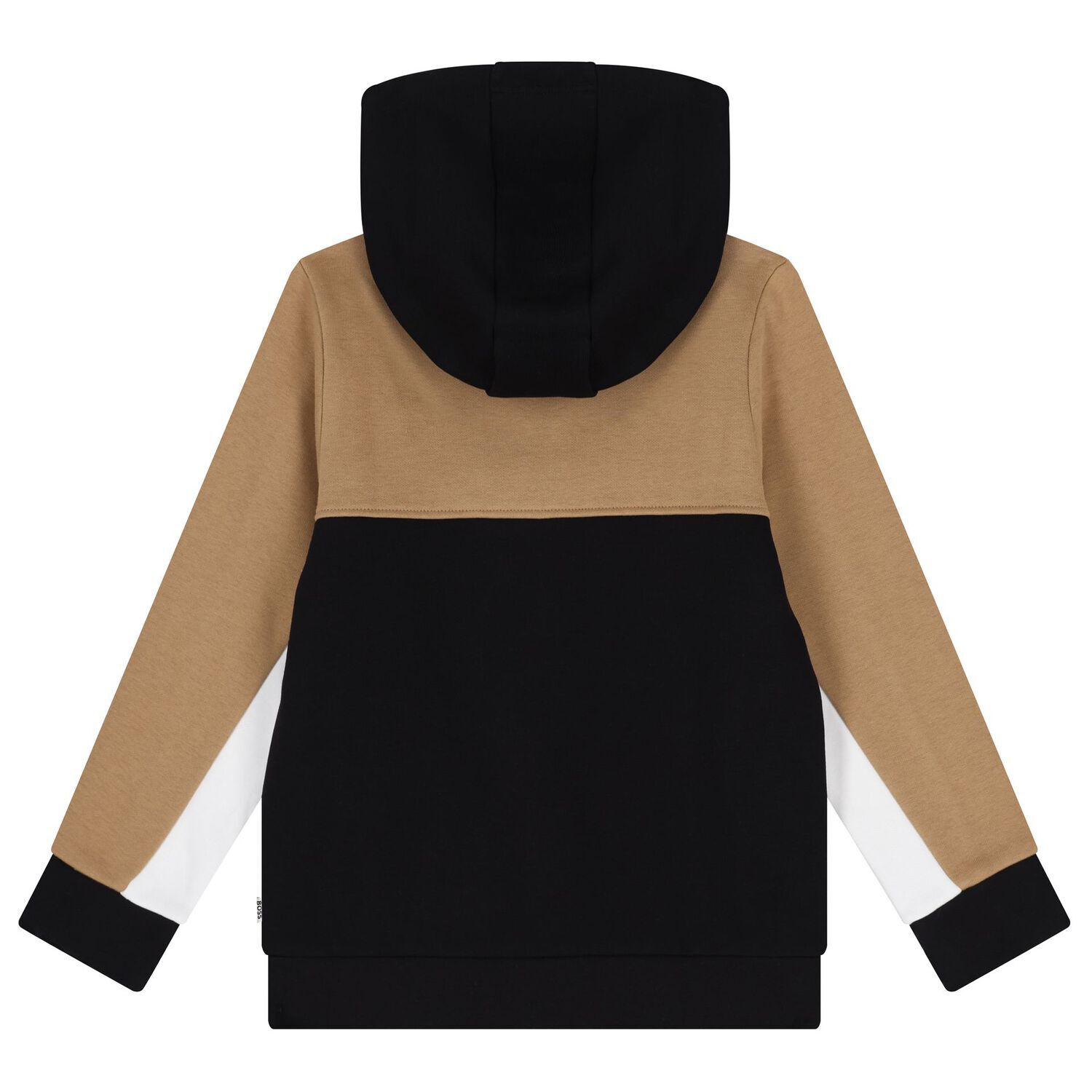 توب اولاد هودى بسحاب بالشعار باللون الاسود والبيج والعاجى , 1, hi-res