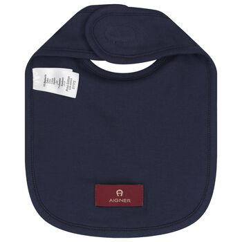 Baby Boys Navy Blue Logo Bib
