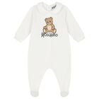White Teddy Bear Logo Babygrow, 1, hi-res
