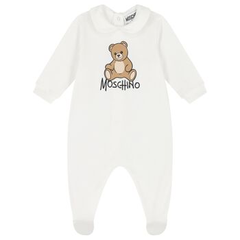 White Teddy Bear Logo Babygrow