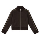 Girls Brown Logo Zip-Up Top, 1, hi-res