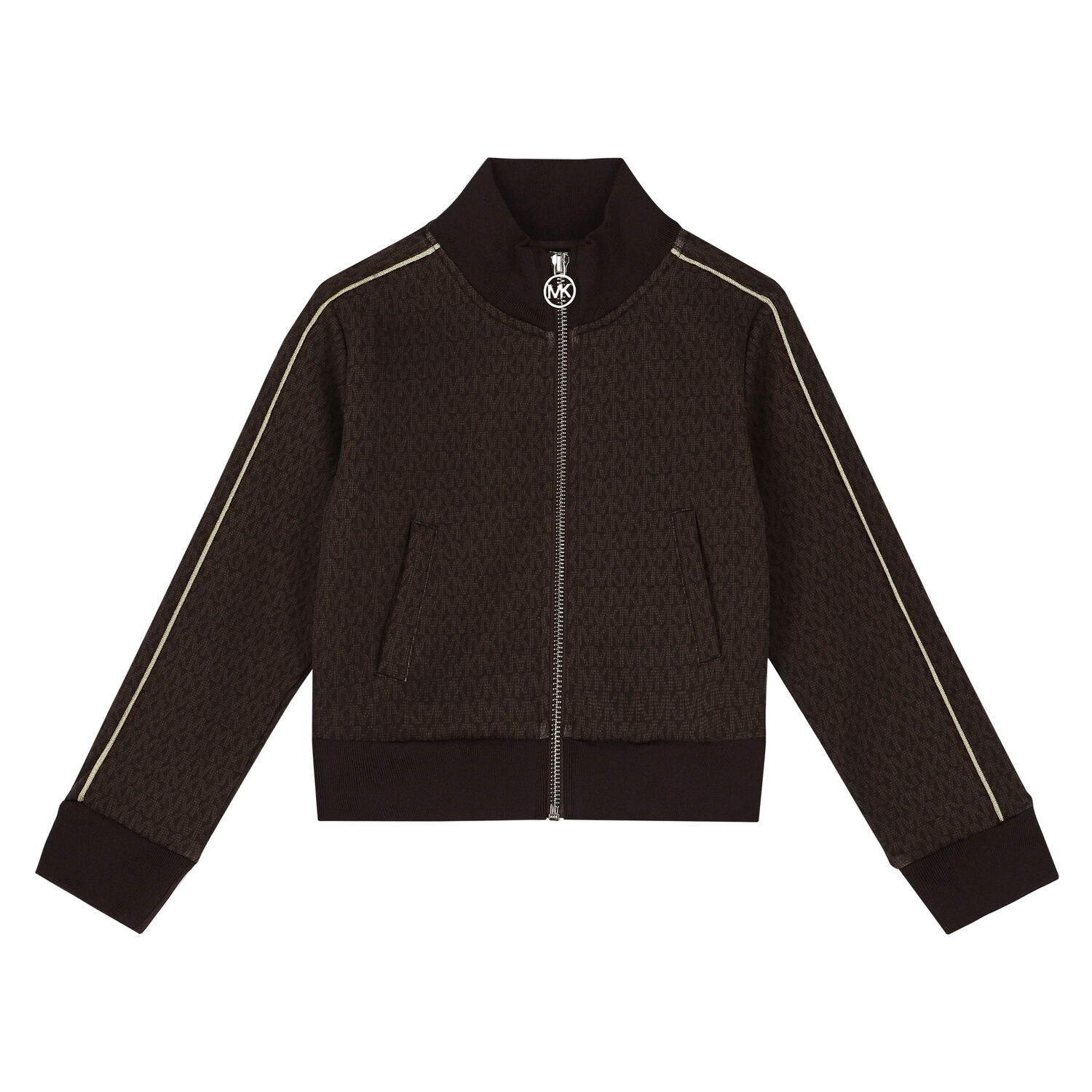 Girls Brown Logo Zip-Up Top, 1, hi-res