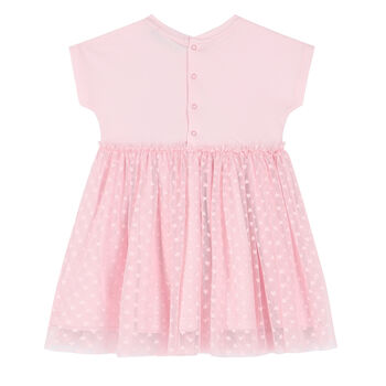 Younger Girls Pink Logo Tulle Dress