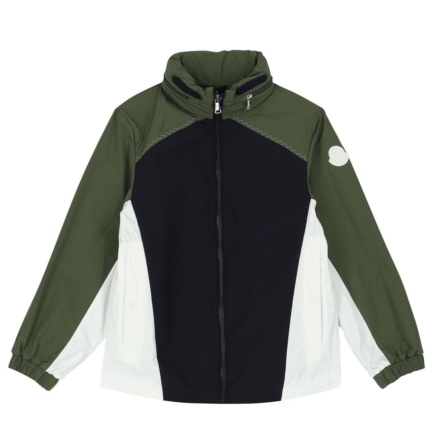 Boys Navy, Khaki & White Logo Jacket, 1, hi-res