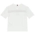 Boys White Striped T-Shirt, 1, hi-res