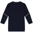 فستان بنات بالشعار باللون الكحلي, 1, hi-res