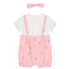 طقم رومبير باللون الأبيض والزهري للبنات, 1, hi-res