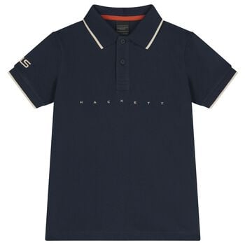 Boys Navy Blue & Beige Polo Shirt