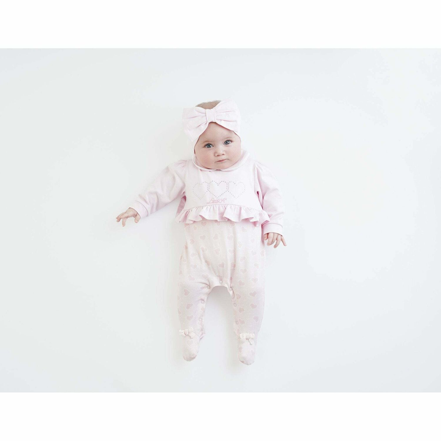 Baby Girls Pink Logo Babygrow, 1, hi-res