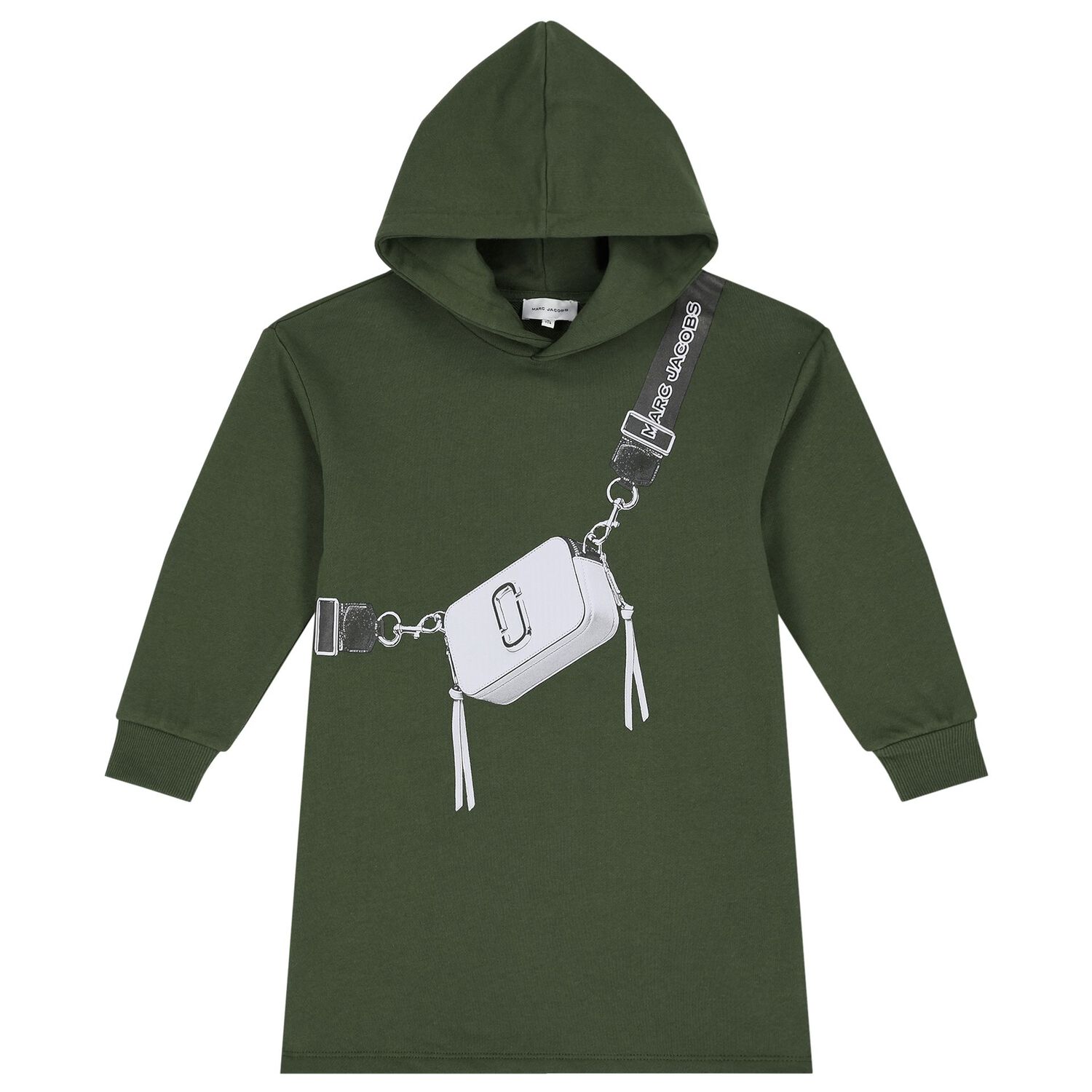 Girls Green Bag Hooded Dress, 1, hi-res