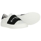 White & Black Logo Trainers, 1, hi-res