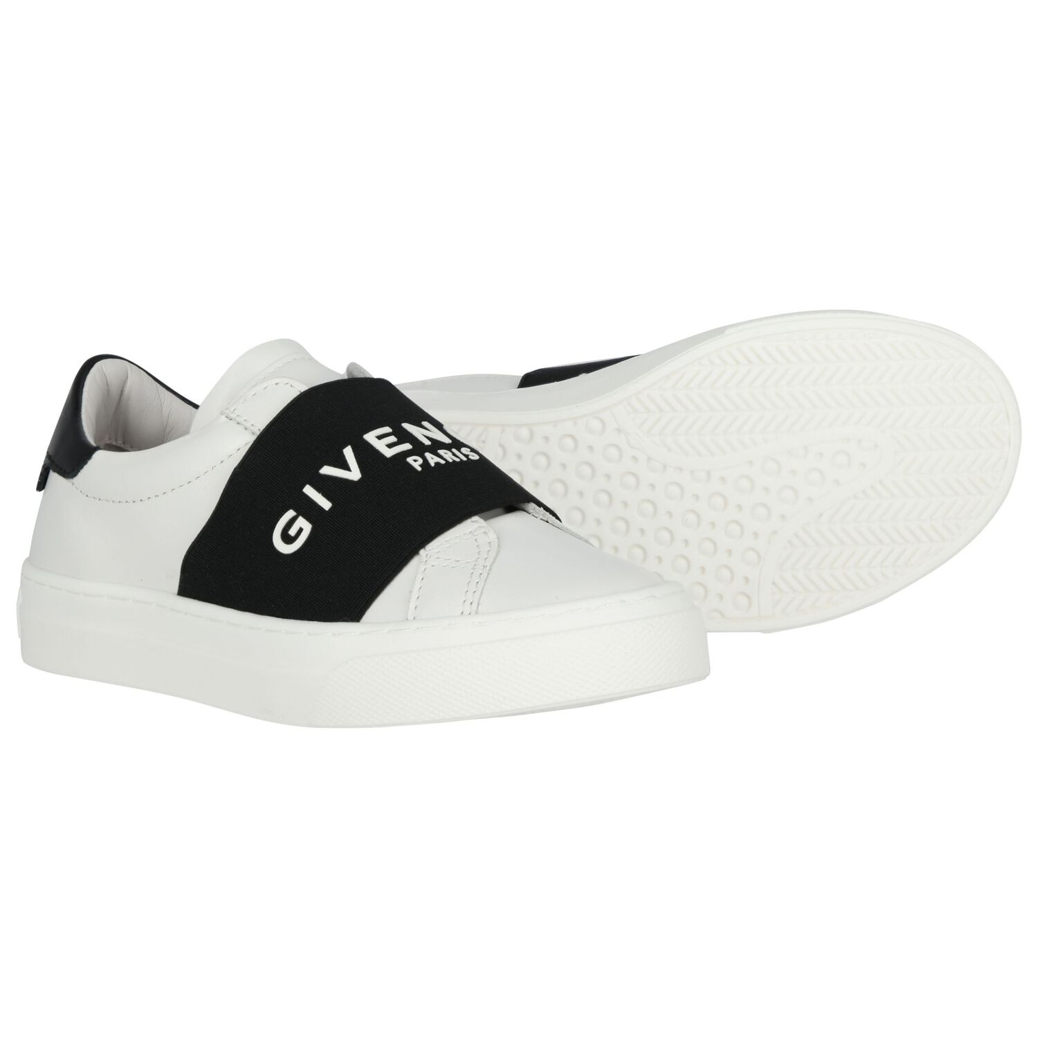 White & Black Logo Trainers, 1, hi-res