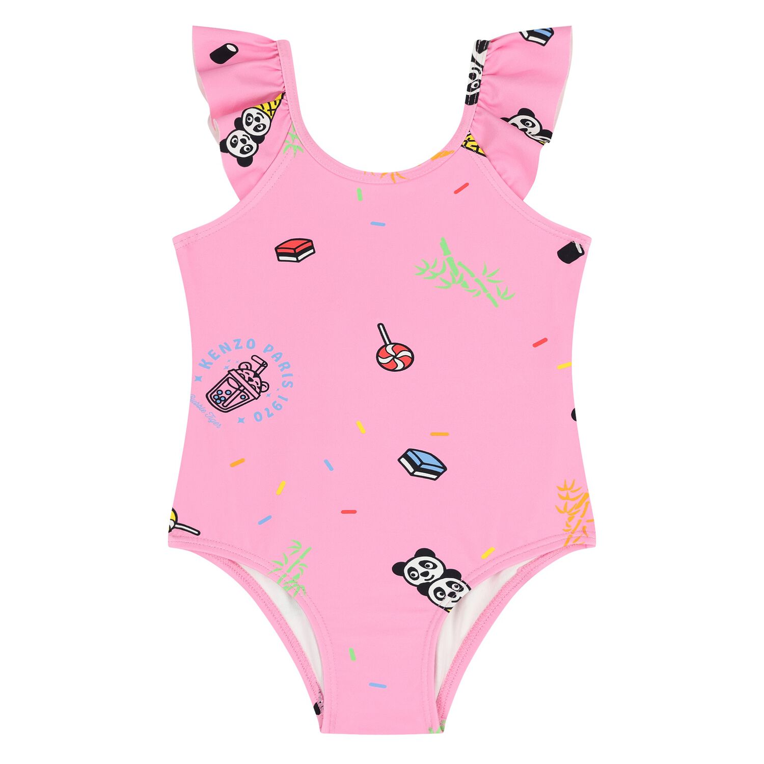 Younger Girls Pink Ice Cream & Candy Swimsuit, 1, hi-res