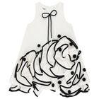 Girls White & Black Satin Dress, 1, hi-res