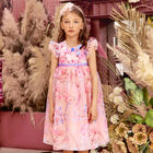 Girls Pink Embroidered Tulle Dress, 1, hi-res