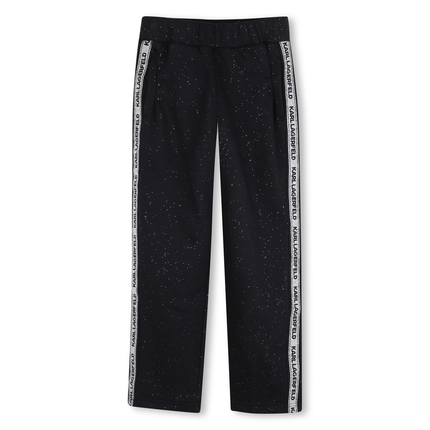 Girls Black Glittery Joggers, 1, hi-res