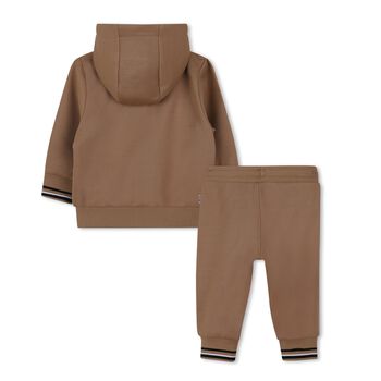 Younger Boys Beige Logo Tracksuit