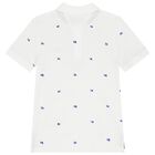 Boys White Logo Flag Polo Shirt, 1, hi-res